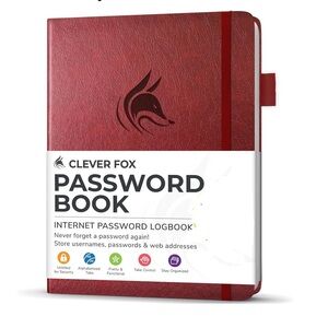 Clever Fox Small Password Book (Wine Red)